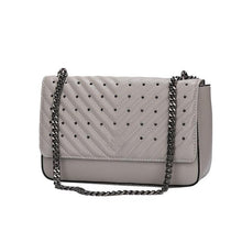 Load image into Gallery viewer, Black Messenger Bags women Chains Shoulder Bag Diamond lattice luxury Rivet handbags bags designer Female Totes small bolsas