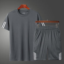 Load image into Gallery viewer, 2019 Men Casual Set Fashion 2 PCS Sweat Suit Striped Short Sleeve T-shirt Shorts Sets Male Sportswear Tracksuit Summer Sportsuit