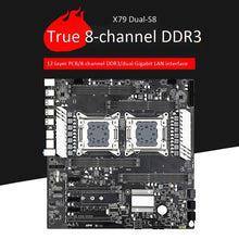 Load image into Gallery viewer, X79 S8 E-ATX Dual CPU LGA2011 Motherboard Support for Dual Intel E5 V1/V2 DDR3 1333/1600/1866MHz 256G M.2 NVME SATA3 USB 3.0