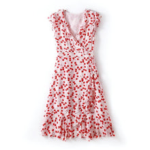 Load image into Gallery viewer, &lt;p&gt;&lt;span&gt;&lt;strong&gt;Gender:&lt;/strong&gt;12019 spring and summer women&#39;s new fashion V-neck ruffled waist slimming silk printed A-line dress
