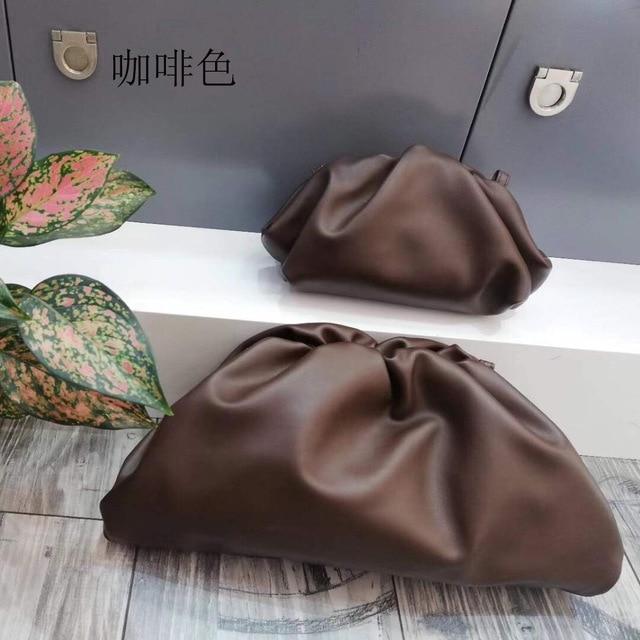 12- 2020 Famous Designer Cloudy Clutches Bag for Women Cow Genuine Leather Luxury Pleated Dumpling Bag High Qualit Handbag
