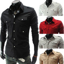 Load image into Gallery viewer, Fashion Brand Men Multi-pocket And Badges Shirt  Business ShirtsLong-Sleeves Summer Casual Shirts 5017
