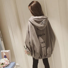 Load image into Gallery viewer, Raisevern New Women Thick Hoodie TRAGIC YOUTH Letter Print Coat Womens Fashion Zipper Jacket Loose Oversize Hooded Tops Dropship
