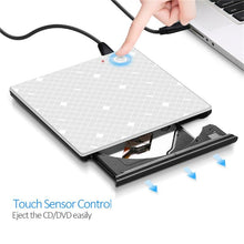 Load image into Gallery viewer, Touch External CD/DVD RW Burner drive USB 3.0 Portable CD ROM Player Recorder Drive for Windows7/8/10 MAC OS+drive bag usb dvd
