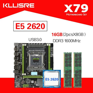 Kllisre X79 X79H motherboard USB3.0 set with LGA2011 Xeon E5 2620 CPU 2pcs x 8GB =16GB