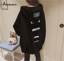 Load image into Gallery viewer, Raisevern New Women Thick Hoodie TRAGIC YOUTH Letter Print Coat Womens Fashion Zipper Jacket Loose Oversize Hooded Tops Dropship
