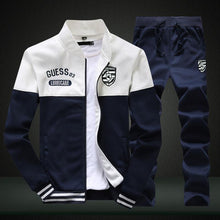 Load image into Gallery viewer, 2019 New Men Sets Fashion Sporting Suit Brand Patchwork Zipper Sweatshirt +Sweatpants Mens Clothing 2 Pieces Sets Slim Tracksuit
