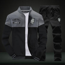 Load image into Gallery viewer, 2019 New Men Sets Fashion Sporting Suit Brand Patchwork Zipper Sweatshirt +Sweatpants Mens Clothing 2 Pieces Sets Slim Tracksuit
