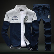 Load image into Gallery viewer, 2019 New Men Sets Fashion Sporting Suit Brand Patchwork Zipper Sweatshirt +Sweatpants Mens Clothing 2 Pieces Sets Slim Tracksuit
