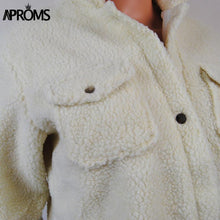 Load image into Gallery viewer, Aproms Elegant Solid Color Cropped Teddy Jacket Women Front Pockets Thick Warm Coat Autumn Winter Soft Short Jackets Female 2019
