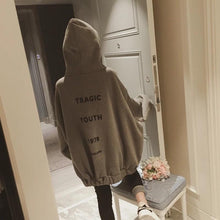 Load image into Gallery viewer, Raisevern New Women Thick Hoodie TRAGIC YOUTH Letter Print Coat Womens Fashion Zipper Jacket Loose Oversize Hooded Tops Dropship
