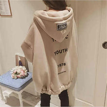 Load image into Gallery viewer, Raisevern New Women Thick Hoodie TRAGIC YOUTH Letter Print Coat Womens Fashion Zipper Jacket Loose Oversize Hooded Tops Dropship
