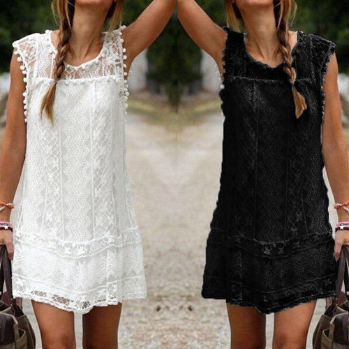5XL Plus Size Summer Dress 2019 Women Casual Beach Short Dress Tassel Black White Mini Lace Dress Sexy Party Dresses Vestidos