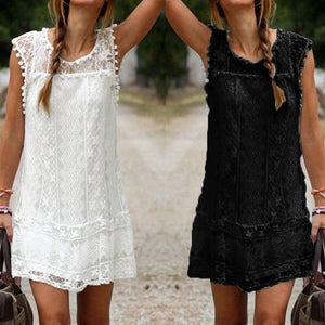 5XL Plus Size Summer Dress 2019 Women Casual Beach Short Dress Tassel Black White Mini Lace Dress Sexy Party Dresses Vestidos