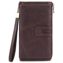 Load image into Gallery viewer, MISFITS Men Clutch Wallet Genuine Cow Leather Casual Long Wallet Brand Luxury Zipper Purses Card Holder For Male Phone Pocket
