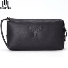Load image into Gallery viewer, MISFITS new genuine leather cosmetic case for men fashion deer head designer makeup bags small toiletry bag travel male wash bag
