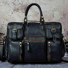 Load image into Gallery viewer, Men Real Leather Antique Large Capacity Travel Briefcase Business 15.6" Laptop Case Attache Messenger Bag Portfolio 3061-b

