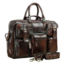 Load image into Gallery viewer, Men Real Leather Antique Large Capacity Travel Briefcase Business 15.6" Laptop Case Attache Messenger Bag Portfolio 3061-b
