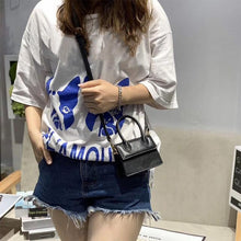 Load image into Gallery viewer, Mini Small Square Shoulder Bag Crocodile Pattern PU Leather Handbag Postmen Top Candy Color Handle Bags Ladies Fashion Purse
